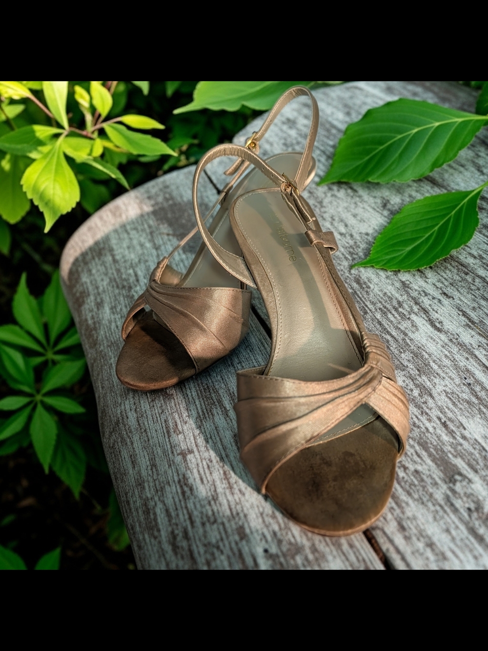 Liz Claiborne Massey Bronze Open-Toe Slingback Sandal Heels Size 7